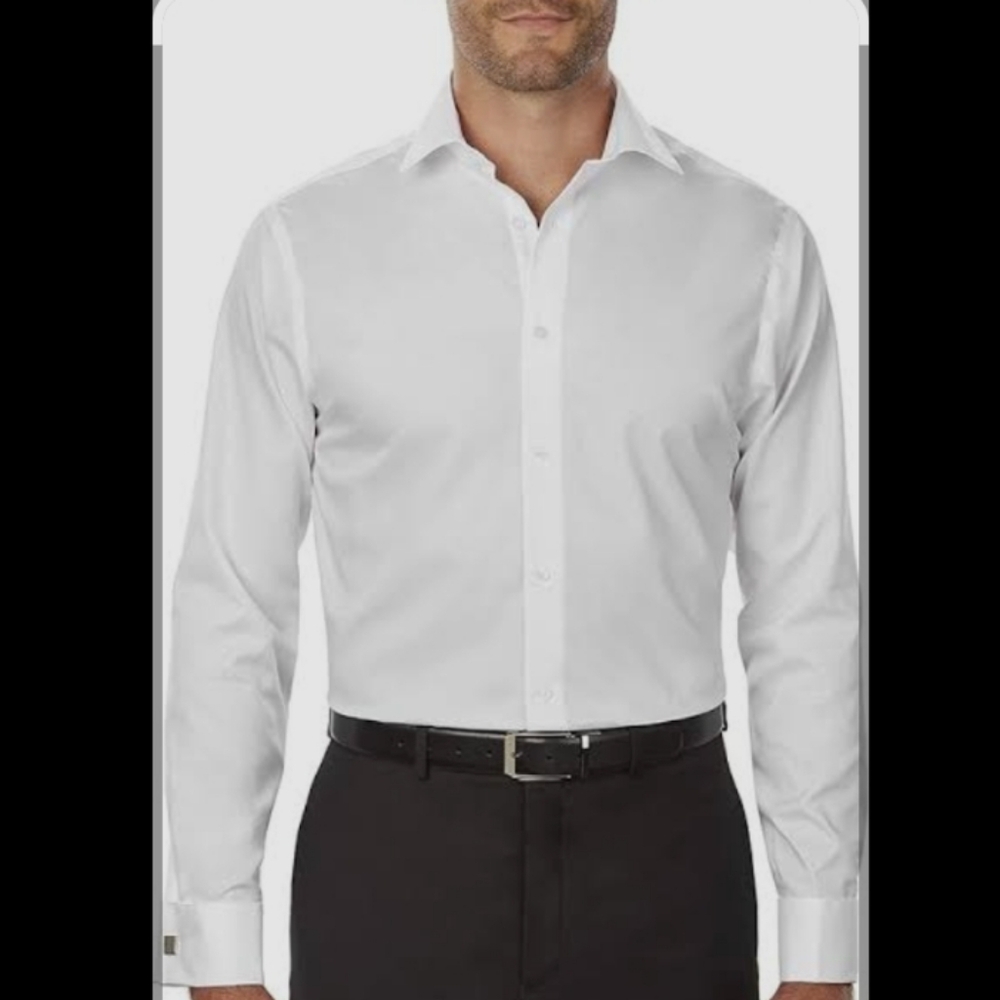 Calvin Klein Men's White Dress Shirt, 16 Neck, Sleeves 32/33